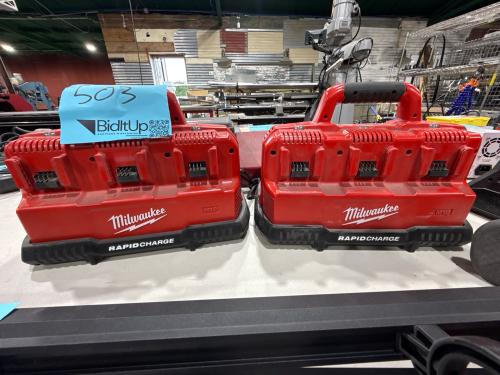 LOT OF (2) MILWAUKEE 6 BATTERY CHARGING STATIONS (NO BATTERIES)
