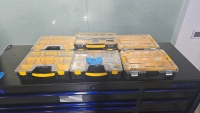 (7) DeWalt Parts Bins w/ Misc. Electrical Hardware Parts