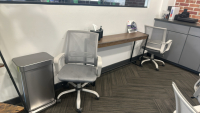 (2) Wood Tables 47&rdquo; X 47&rdquo; X 30&rdquo; (2) credenza, (1) Side Table and (10) Office Chairs - 4