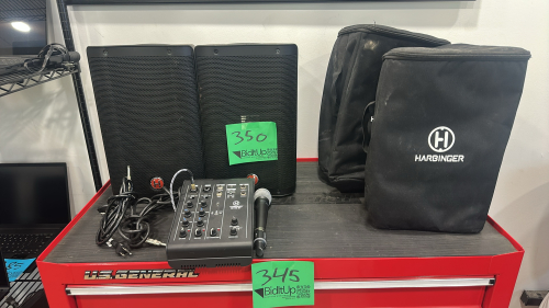 Harbinger M100-BT Portable PA with Bluetooth and Custom Carry Bags 8" Mains