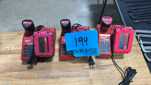 3 Milwaukee M12, M18 Charger W/ Battery