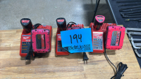 3 Milwaukee M12, M18 Charger W/ Battery