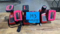 3 Milwaukee M12, M18 Charger W/ Battery