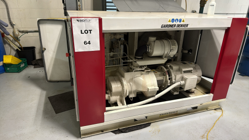 2016 GARDNER DENVER ELECTRA-SAVER II Rotary Screw Air Compressor 80"L x 48"W x 50"H, Item type: Industrial Air CompressorMake: Gardner DenverModel: EBH99HYear: 2016Serial Number: S487868Voltage: 460VFrequency (Hz): 60 HzPhase: 3Full Load Operating Pressur