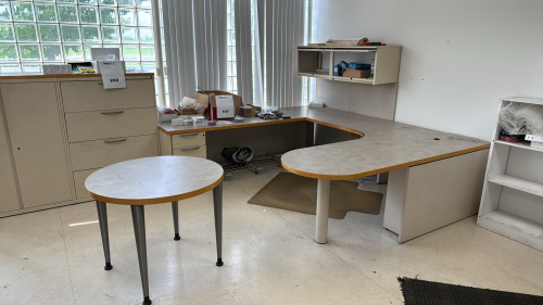 (1) U SHAPE DESK, (2) OFFICE DESK W/ CHAIRS