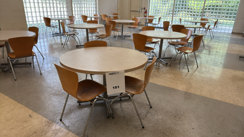 (4) ROUND TABLE 48&rdquo; X 29 W/ (13) CHAIRS