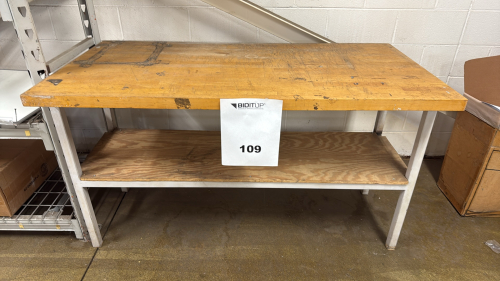 (2) METAL TABLE W/ WOOD TOP 60&rdquo; X 30&rdquo; X 34&rdquo;, 72&rdquo; X 30&rdquo; 34&rdquo;