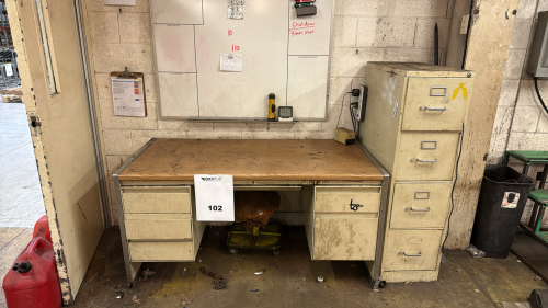 OFFICE DESK WITH 4 DRAWER FILE CABINET