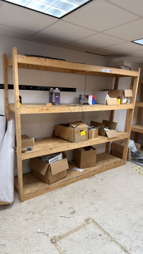 (3) ASSORTED WOOD SHELVING 99&rdquo; X 24&rdquo; 75&rdquo;, 99&rdquo;X 24&rdquo; X 84&rdquo;, 155&rdquo; X 24&rdquo; X 83&rdquo; W/ CONTENT