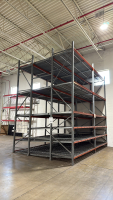 (2) SECTIONS OF PALLET RACKING 19&rdquo; W/ 36 BEAMS AND ASSORTED RACK CONVEYORS