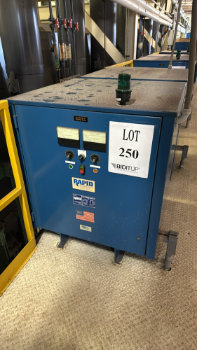 RAPID POWER CORPORATION RECTIFIER AC INPUT VOLTS: 460, AMPS: 63, HZ: 60, PHASE 3, DC OUTPUT VOLTS: 12, AMPS: 3000, KW: 36, DUTY: CONT