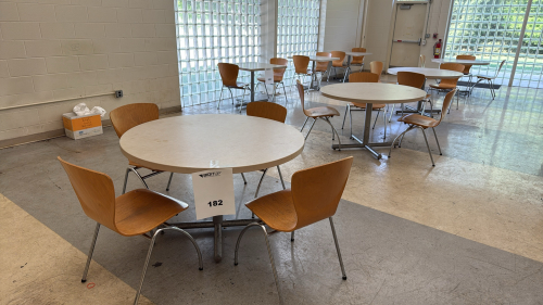 (4) ROUND TABLE 48&rdquo; X 29 W/ (13) CHAIRS