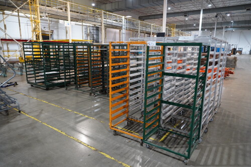 (24) PARTS STORGE RACKS ON WHEELS;