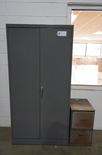 (7) WORK BENCHES ; INCLUDE 2 DOOR STEEL STORGE CABINT 18"X 3' X 72", TABLE SIZE 6' X 3'