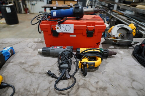 (2) HEAT GUNS AND (1) WEGENER HOT AIR PLASTIC WELDING TORCH; (1) DEWALT, (1) PORTER CABLE