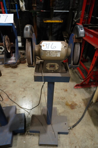 8'' DOUBLE END BENCH GRINDER ON PEDISTAL; 10 WATT, 12V