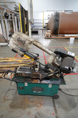 2010 GRIZZLY METAL-CUTTING BANDSAW G0561; 39 1/2" X 19", MOTOR 1HP, 110/220V, 1 PH, 60 HZ, 1725 RPM, 11A/5.5A, BLADE SPEED 90,135,195,255 FPM,ROUND CUT 90oD 7", BLADE WIDTH 3/4"X 93", WIDTH OF CUT 90oD 12", HEIGTH 90oD 7", ANGLE CUT 45oD/90oD CUT WEIGHT 3