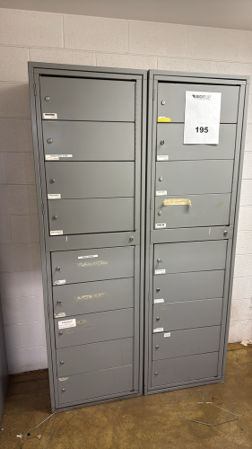 (2) SECTION OF 9 SLOT LOCKERS 24&rdquo; X 16&rdquo; X 80&rdquo; NO KEYS