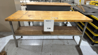 METAL TABLE W/ WOOD TOP 72&rdquo; X 30&rdquo; X 34&rdquo;