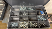 (8) DRAWER PART ORGANIZERS AND STORAGE CABINET W/ NUTS AND BOLTS RIVITS - 8