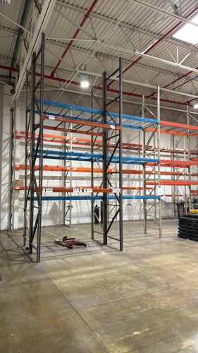 (12) SECTIONS OF PALLET RACKING 19&rsquo; AND 10&rsquo; W/ 76 BEAMS