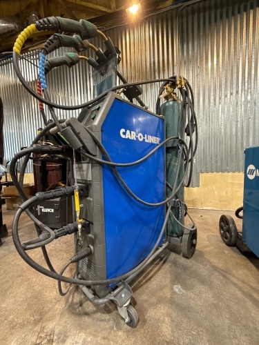 CAR-O-LINER CMI 300 PULSE TRIO BOOST WELDER WITH (3) MIGATRONIC TORCHES & WELDING CART