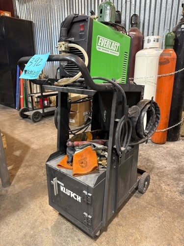 EVERLAST SUPERULTRA 206SI WELDER WITH CART & WELDING MASK