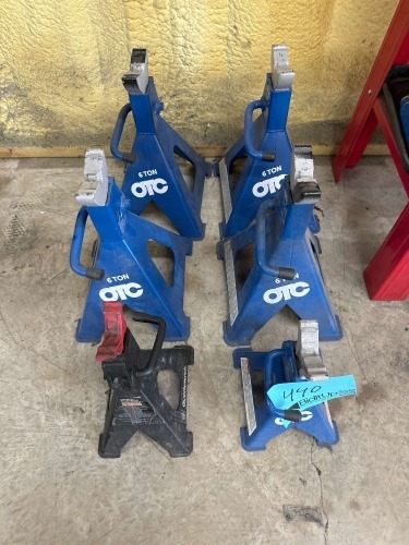 LOT OF (6) ASSTD JACKS: (4) OTC 6 TON, (1) OTC 3 TON & (1) GOOD WRENCH 3 TON
