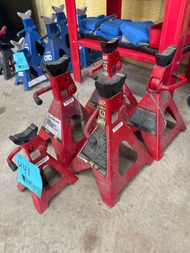 LOT OF (5) ASSTD JACK STANDS: (2) STRONGWAY 6 TON , (2) BIG RED 6 TON & (1) BIG RED 2 TON