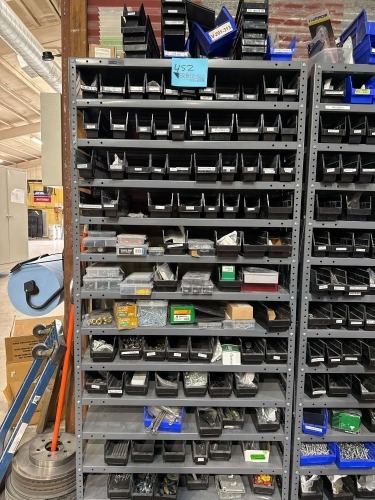ULINE SHELF BIN ORAGINZER WITH WITH ASSTD PARTS: BUSHINGS, FLANGES, SCREWS AND BINS