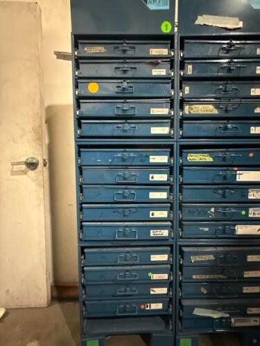 (14) Drawer Industrial Storage Parts Organizer With Contents