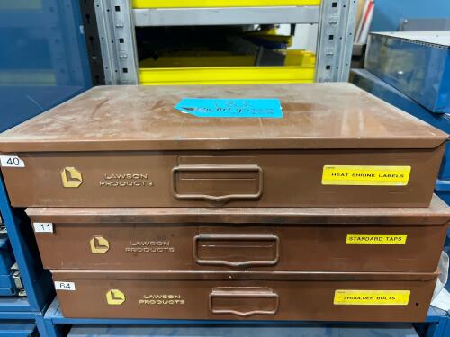 (3) Lawson Products Drawer Industrial Storage Parts Organizer with contents