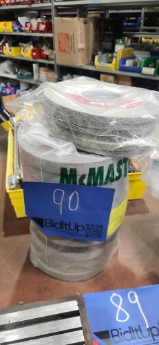 LOT OF (6) Scotch-Brite 8"x3/8"x3" Grade 85 FIN 4500 RPM Deburring Wheels And (14) NORTON Rapid Finish 4500 RPM Deburring Wheels