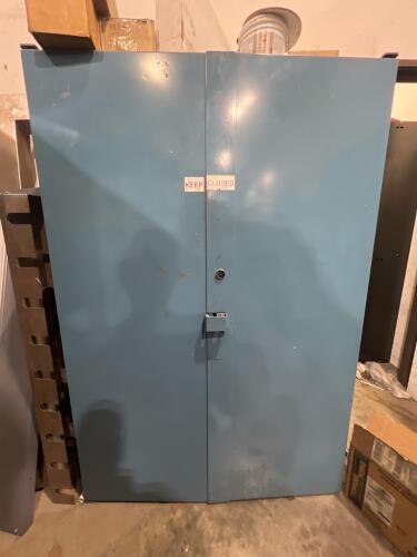 Industrial shelving unit with contents