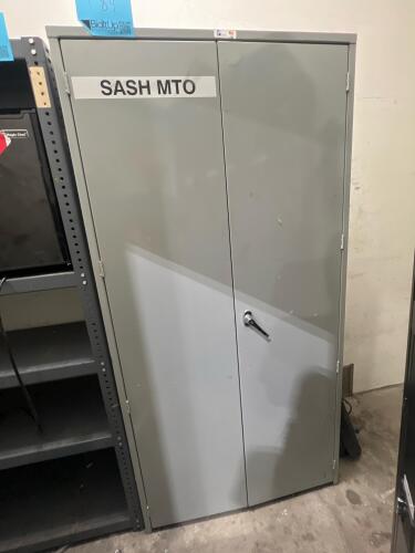 Industrial shelving unit with contents