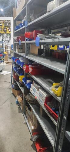 LOT OF (2) Sections of 50.5"x18"x85.5" Metal Shelving Only CONTENTS NOT INCLUDED DELAYED PICKUP
