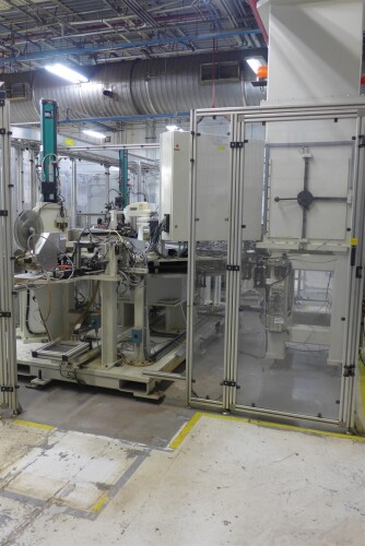 Production Cell with Aluminum Frame, Plexiglass and Solid Steel Base.