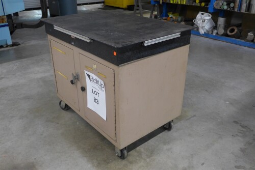 Granite Surface Plate on Rolling Cabinet