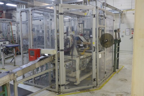 Production Cell with Aluminum Frame, Plexiglass and Solid Steel Base.