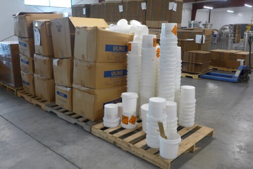 Pallet with New Plastic Buckets & Lids