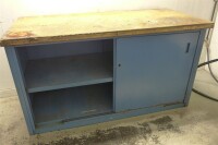 Metal & Wood Work Bench/ Cabinet with Sliding Doors - 2