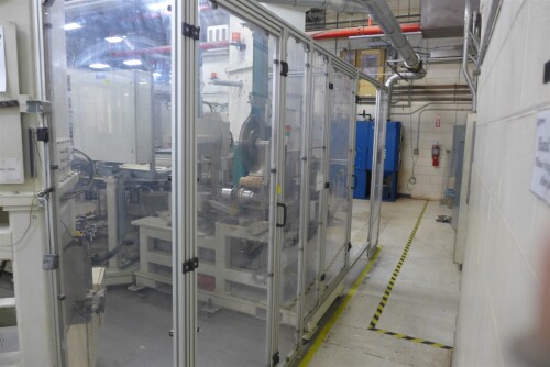 Production Cell with Aluminum Frame, Plexiglass and Solid Steel Base.