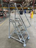Lot of (3) Cotterman Rolling Ladders &ndash; 4-Step with Safety Handrail - 2