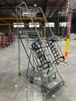 Rolling Safety Ladder with Platform and Safety Gate