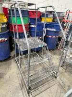 Lot of (2) ULINE three step Rolling Ladders - 2