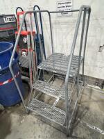 Lot of (2) ULINE three step Rolling Ladders - 3