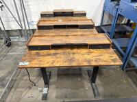 (3) Electric Height Adjustable Standing Desks with Wooden Tops