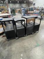 (4) Luxor Rolling AV/Utility Carts with Cabinets