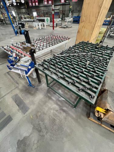 Lot of (2) Glass Roller Conveyor Tables