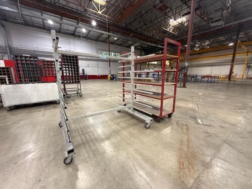 Rolling Cart Glass Storage and Metal Shelf